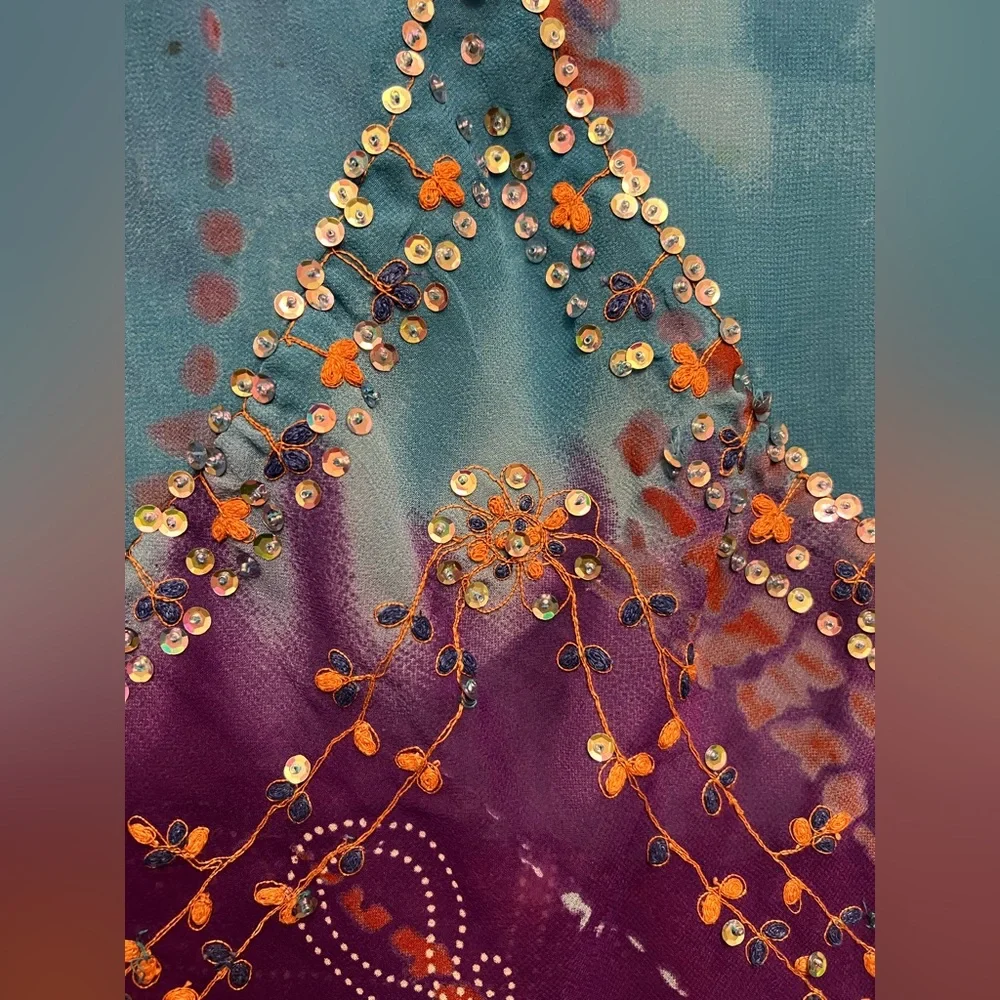 Tie dye beaded sheer top from Pyramid Collection - Picture 3 of 5